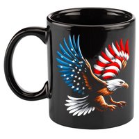 Bald Eagle & Patriotic American Flag 4th Of July 11oz C Handle Ceramic Mug