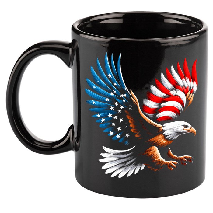 Bald Eagle & Patriotic American Flag 4th Of July 11oz C Handle Ceramic Mug