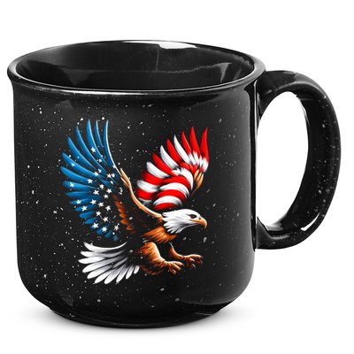 Bald Eagle & Patriotic American Flag 4th Of July 15oz Campfire Ceramic Mug
