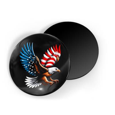 Bald Eagle & Patriotic American Flag 4th Of July Magnet