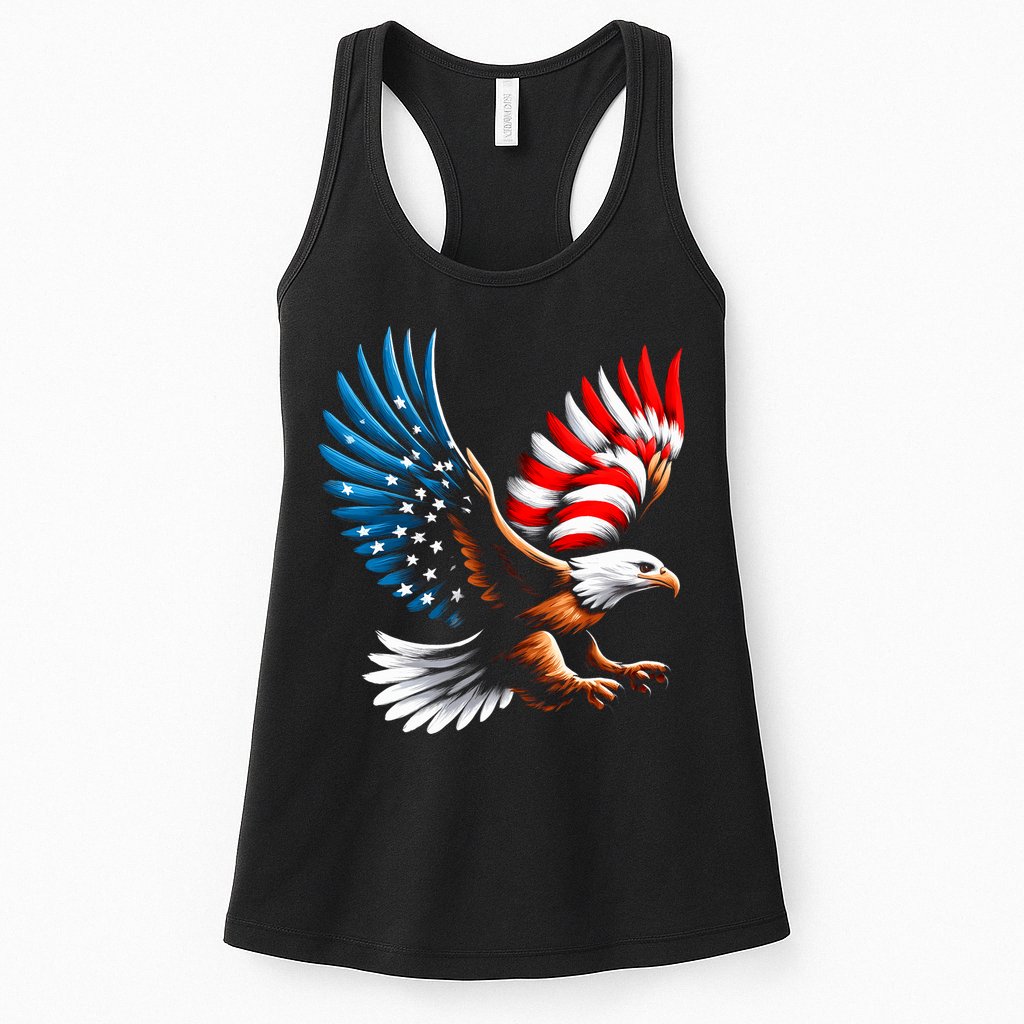 Bald Eagle & Patriotic American Flag 4th Of July Womens Tank Top
