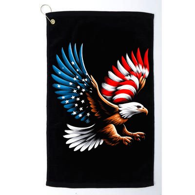 Bald Eagle & Patriotic American Flag 4th Of July Golf Towel