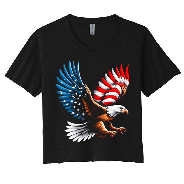 Bald Eagle & Patriotic American Flag 4th Of July Crop Top
