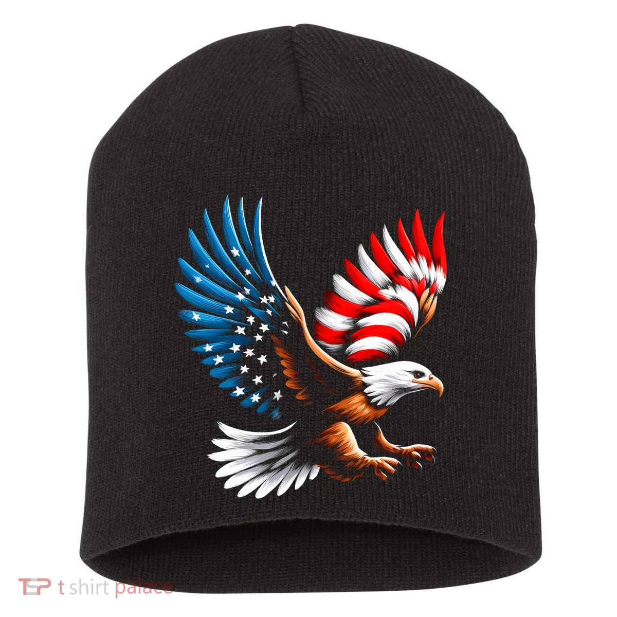 Bald Eagle & Patriotic American Flag 4th Of July Short Acrylic Beanie