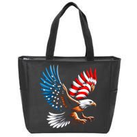 Bald Eagle & Patriotic American Flag 4th Of July Zip Tote Bag