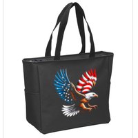 Bald Eagle & Patriotic American Flag 4th Of July Zip Tote Bag