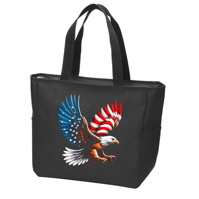 Bald Eagle & Patriotic American Flag 4th Of July Zip Tote Bag