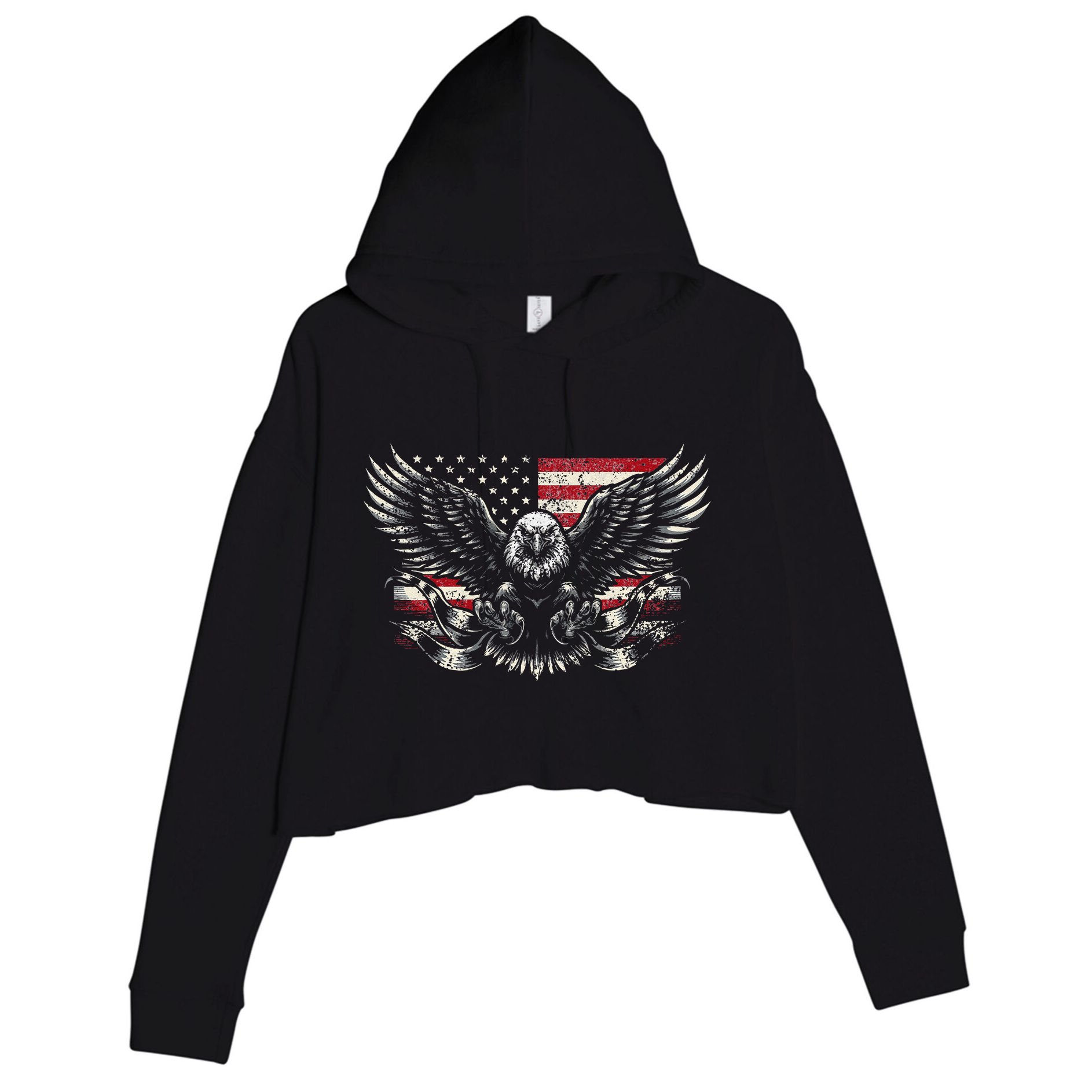 Bald Eagle Patriotic American Eagle Gift Crop Fleece Hoodie
