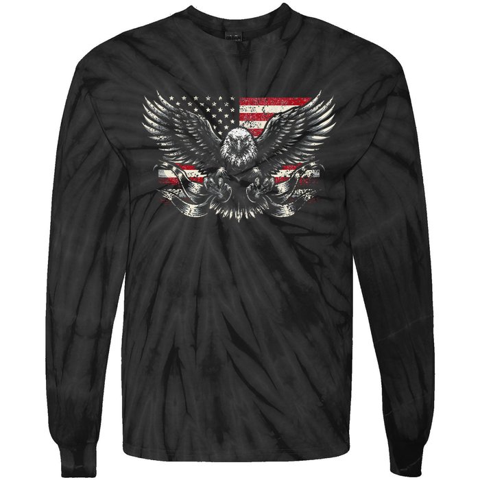 Bald Eagle Patriotic American Eagle Gift Tie-Dye Long Sleeve Shirt