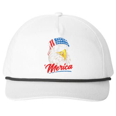 Bald Eagle Proud Patriotic American US Flag 4th Of July Snapback Five-Panel Rope Hat