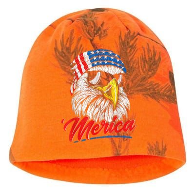 Bald Eagle Proud Patriotic American US Flag 4th Of July Kati - Camo Knit Beanie