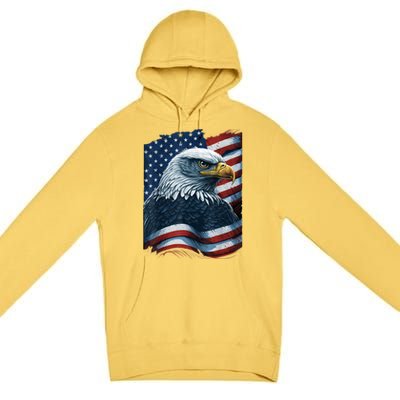 Bald Eagle Proud Patriotic American Us Flag 4th Of July Premium Pullover Hoodie