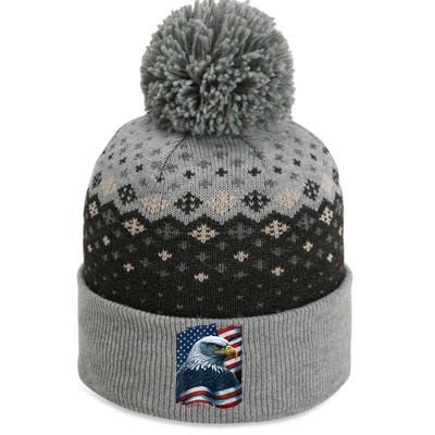 Bald Eagle Proud Patriotic American Us Flag 4th Of July The Baniff Cuffed Pom Beanie