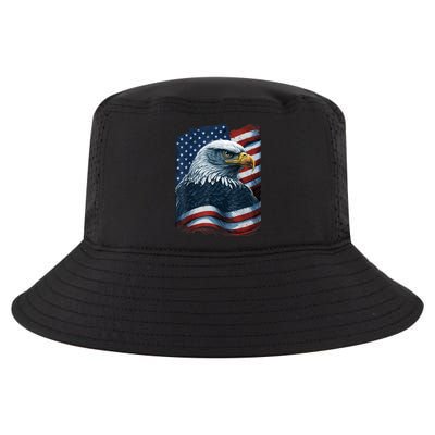 Bald Eagle Proud Patriotic American Us Flag 4th Of July Cool Comfort Performance Bucket Hat