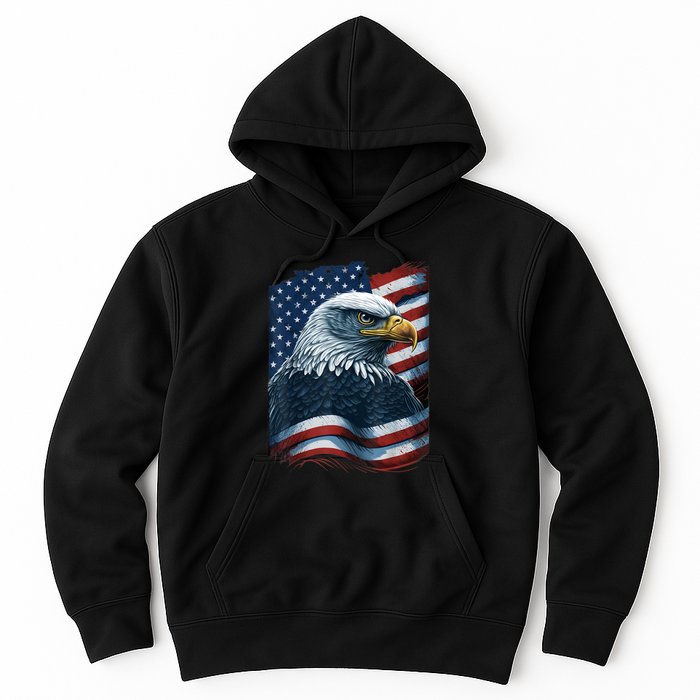 Bald Eagle Proud Patriotic American Us Flag 4th Of July Hoodie