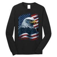 Bald Eagle Proud Patriotic American Us Flag 4th Of July Long Sleeve Shirt