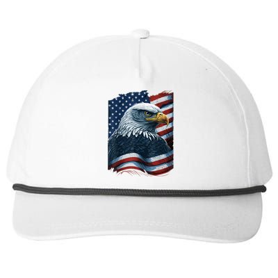 Bald Eagle Proud Patriotic American Us Flag 4th Of July Snapback Five-Panel Rope Hat