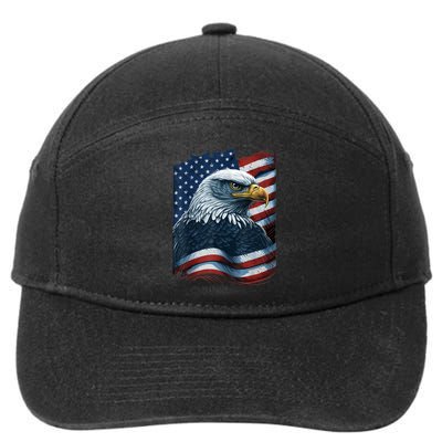 Bald Eagle Proud Patriotic American Us Flag 4th Of July 7-Panel Snapback Hat