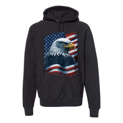 Bald Eagle Proud Patriotic American Us Flag 4th Of July Premium Hoodie