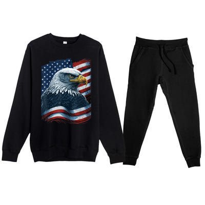 Bald Eagle Proud Patriotic American Us Flag 4th Of July Premium Crewneck Sweatsuit Set