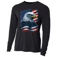 Bald Eagle Proud Patriotic American Us Flag 4th Of July Cooling Performance Long Sleeve Crew