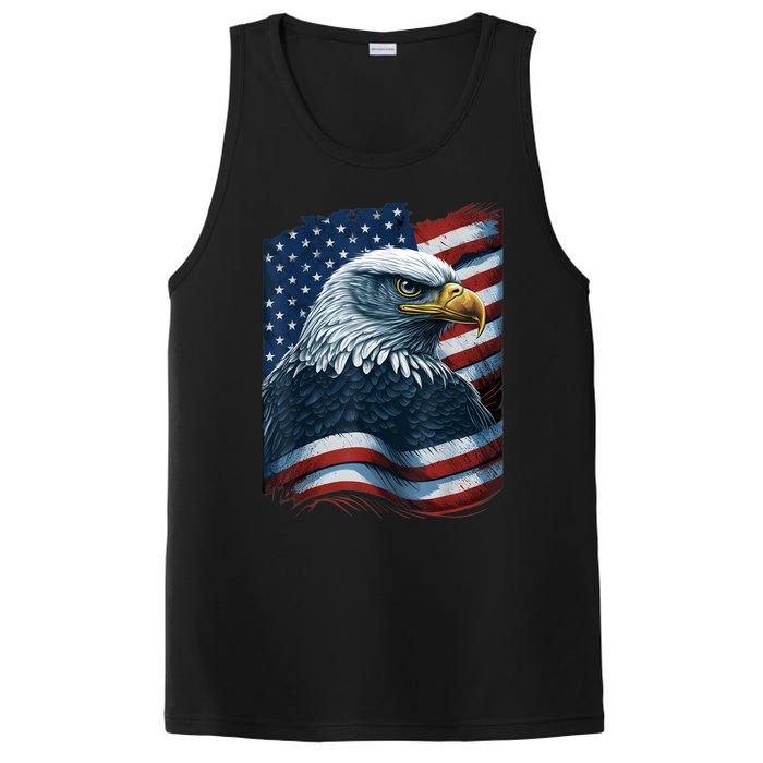 Bald Eagle Proud Patriotic American Us Flag 4th Of July PosiCharge Competitor Tank