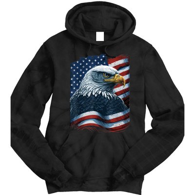 Bald Eagle Proud Patriotic American Us Flag 4th Of July Tie Dye Hoodie