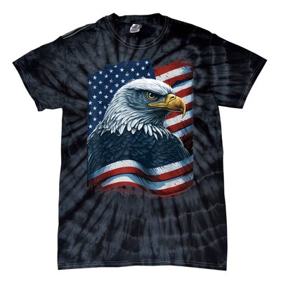 Bald Eagle Proud Patriotic American Us Flag 4th Of July Tie-Dye T-Shirt