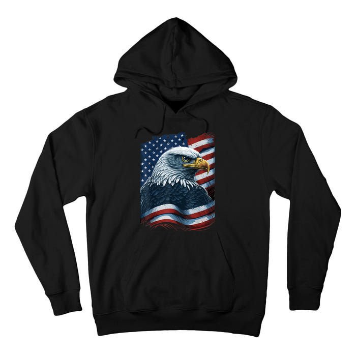 Bald Eagle Proud Patriotic American Us Flag 4th Of July Tall Hoodie