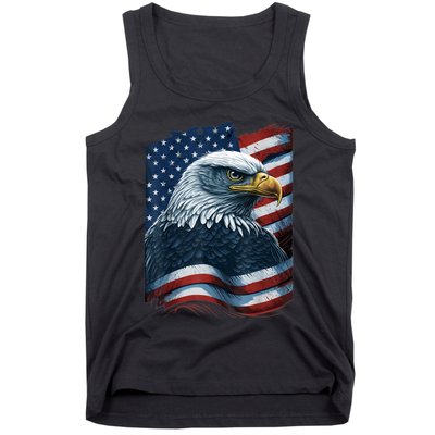 Bald Eagle Proud Patriotic American Us Flag 4th Of July Tank Top