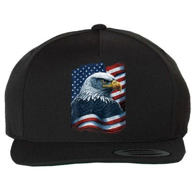 Bald Eagle Proud Patriotic American Us Flag 4th Of July Wool Snapback Cap