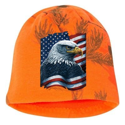 Bald Eagle Proud Patriotic American Us Flag 4th Of July Kati - Camo Knit Beanie