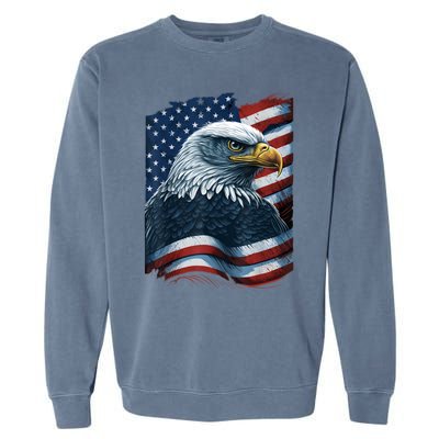 Bald Eagle Proud Patriotic American Us Flag 4th Of July Garment-Dyed Sweatshirt