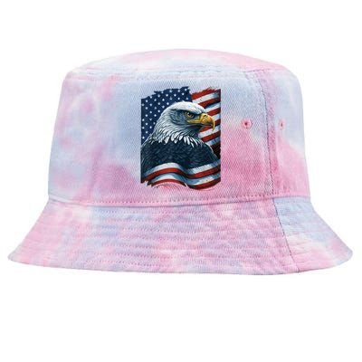 Bald Eagle Proud Patriotic American Us Flag 4th Of July Tie-Dyed Bucket Hat