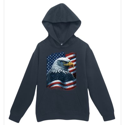 Bald Eagle Proud Patriotic American Us Flag 4th Of July Urban Pullover Hoodie