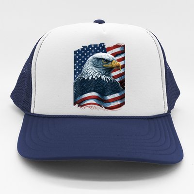 Bald Eagle Proud Patriotic American Us Flag 4th Of July Trucker Hat