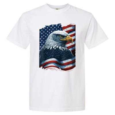 Bald Eagle Proud Patriotic American Us Flag 4th Of July Garment-Dyed Heavyweight T-Shirt