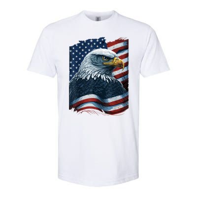 Bald Eagle Proud Patriotic American Us Flag 4th Of July Softstyle CVC T-Shirt