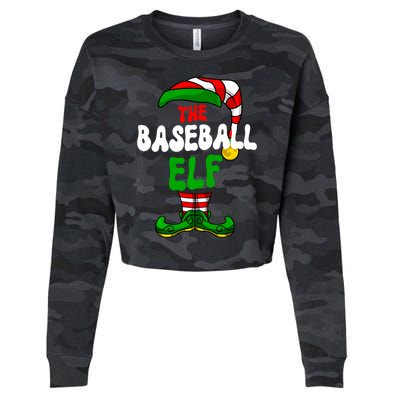 Baseball Elf Pajama Matching Group Christmas Holiday Cropped Pullover Crew