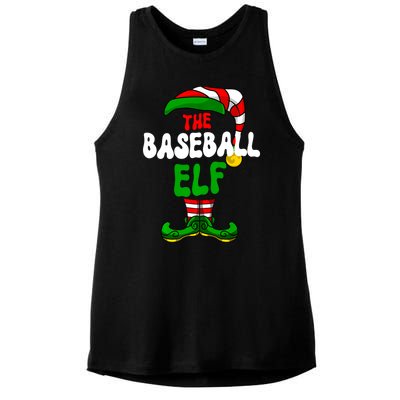 Baseball Elf Pajama Matching Group Christmas Holiday Ladies PosiCharge Tri-Blend Wicking Tank