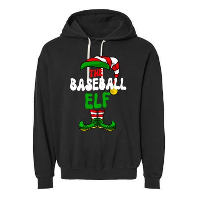 Baseball Elf Pajama Matching Group Christmas Holiday Garment-Dyed Fleece Hoodie