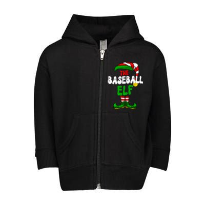 Baseball Elf Pajama Matching Group Christmas Holiday Toddler Zip Fleece Hoodie