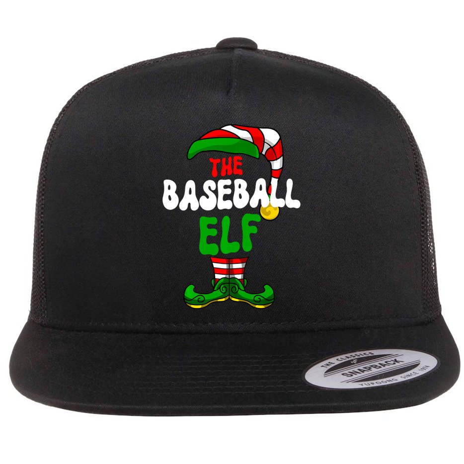 Baseball Elf Pajama Matching Group Christmas Holiday Flat Bill Trucker Hat