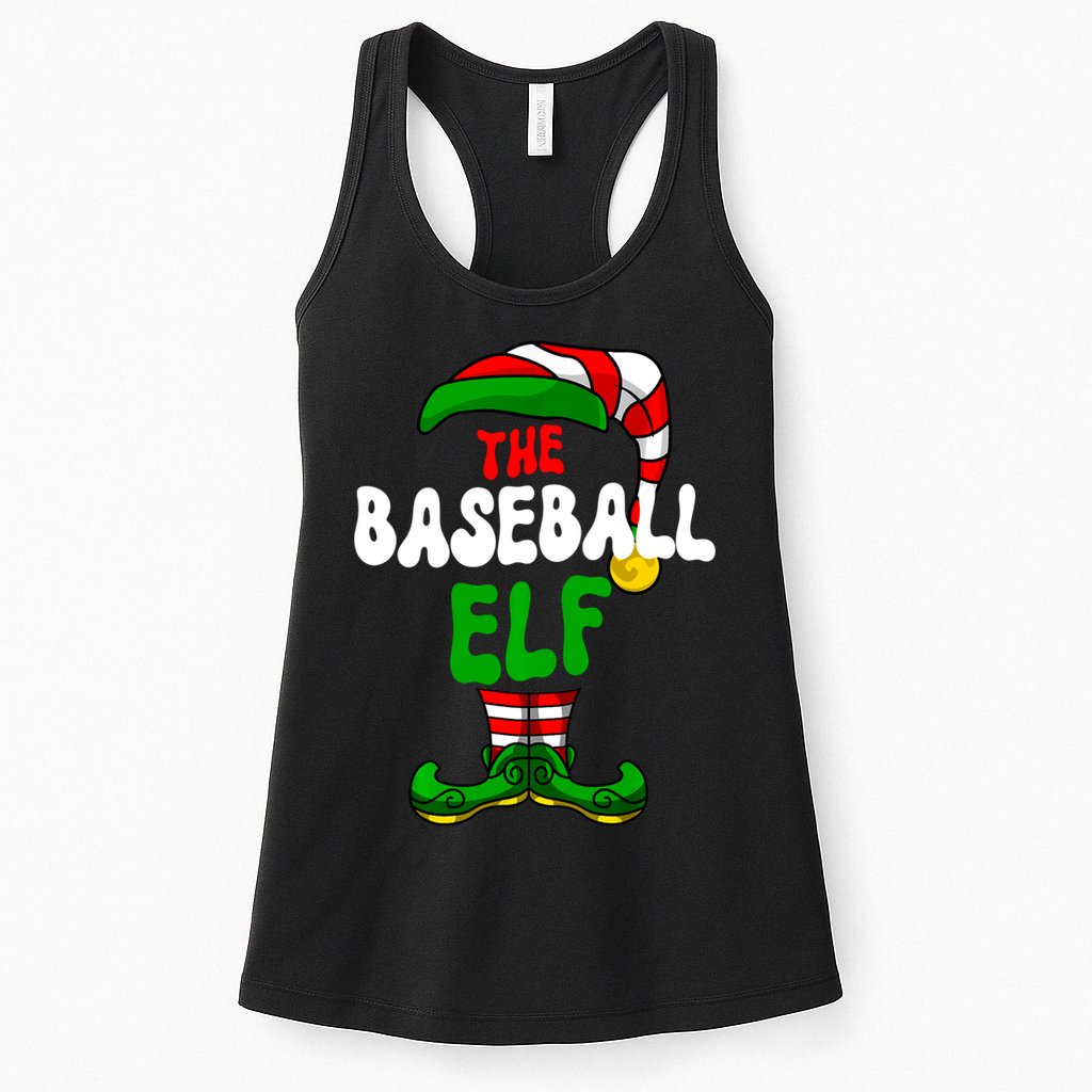Baseball Elf Pajama Matching Group Christmas Holiday Womens Tank Top