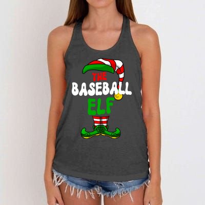 Baseball Elf Pajama Matching Group Christmas Holiday Women's Knotted Racerback Tank