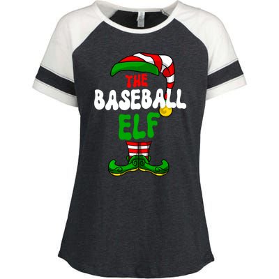 Baseball Elf Pajama Matching Group Christmas Holiday Enza Ladies Jersey Colorblock Tee