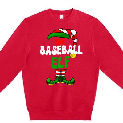 Baseball Elf Pajama Matching Group Christmas Holiday Premium Crewneck Sweatshirt