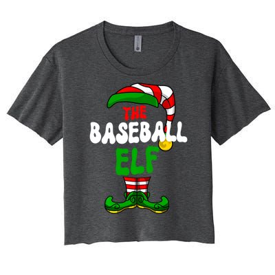 Baseball Elf Pajama Matching Group Christmas Holiday Women's Crop Top Tee