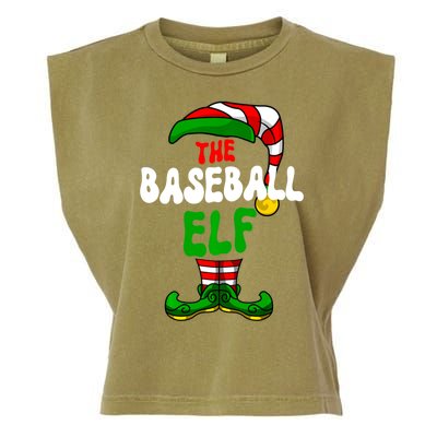 Baseball Elf Pajama Matching Group Christmas Holiday Garment-Dyed Women's Muscle Tee