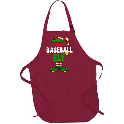 Baseball Elf Pajama Matching Group Christmas Holiday Full-Length Apron With Pockets